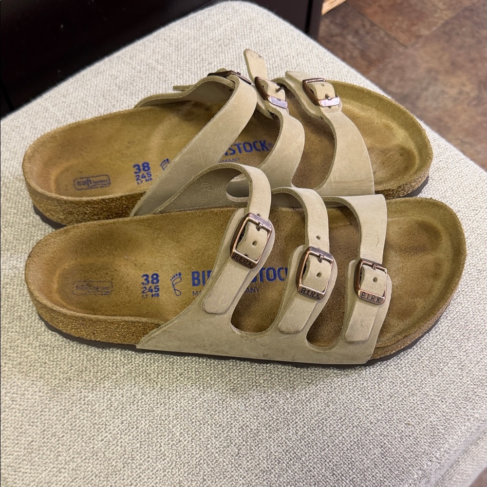 Birkenstock Tan Triple-Strap Sandals size 38